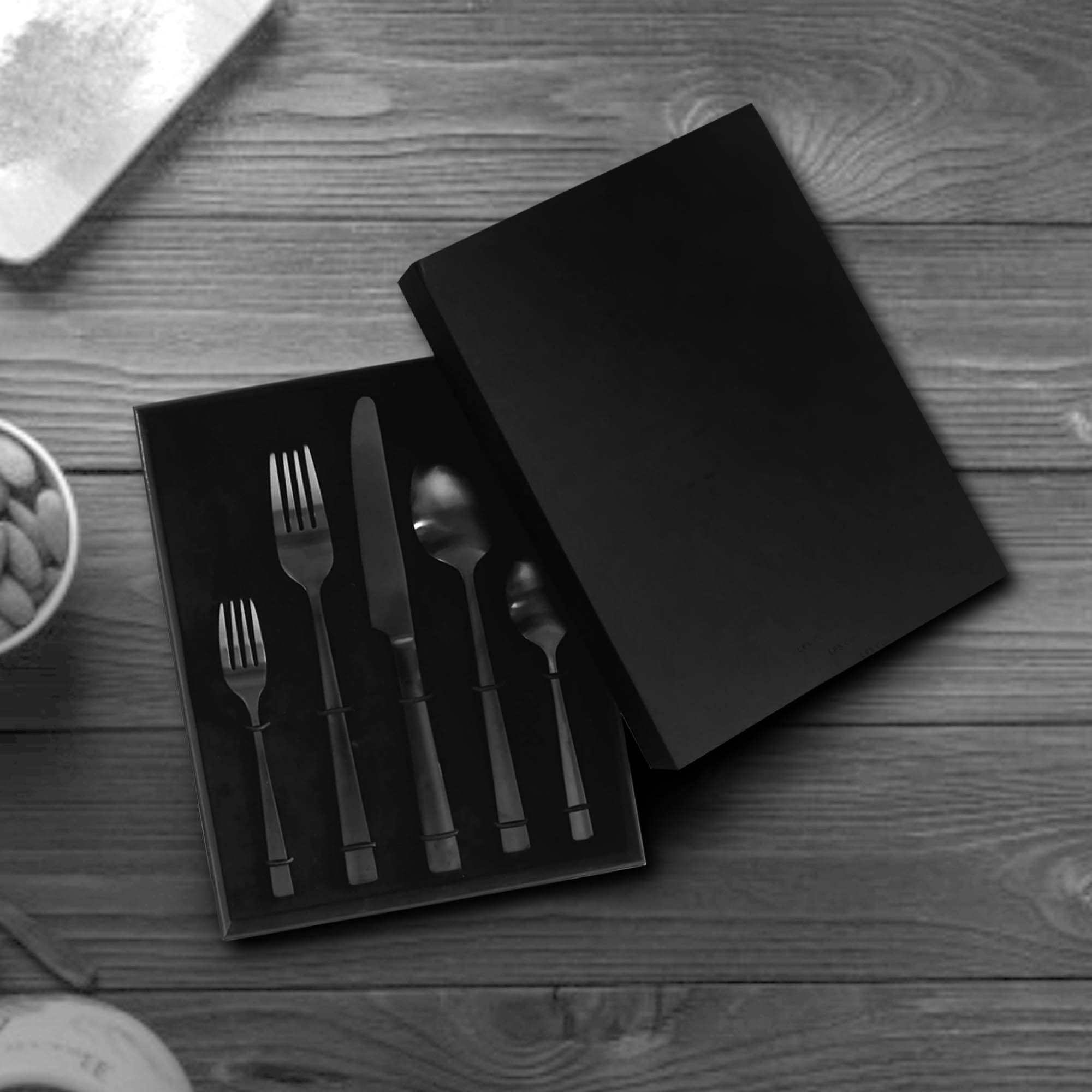 5pcs Black Cutlery Set